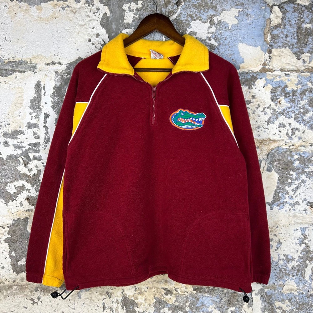 Y2K Russell Athletic Fleece Pullover Burgundy Florida Gators Mis-Sew Medium